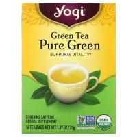Yogi Tea, Зеленый чай «Чистый зеленый», 16 пакетиков, 1,09 унции (31 г)
