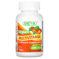 Deva, Мультивитаминная и минеральная добавка, Веганская, 90 таблеток в оболочке