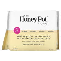 The Honey Pot Company, Organic Incontinence Daytime, Non-herbal Cotton Pads With Wings, 16 Count
