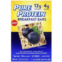 Pure Protein, Батончики для завтрака, черника с овсянкой, 4 батончика по 50 г