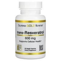 California Gold Nutrition, транс-ресвератрол, 600 мг, 60 вегетарианских капсул