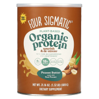 Four Sigmatic, Протеин растительного происхождения с грибами для поддержки иммунитета и адаптогенами, арахисовая паста, 600 г (1,32 фунта)