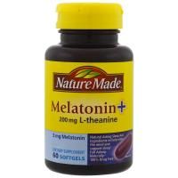 Nature Made, Мелатонин + L-теанин, 200 мг, 60 гелевых капсул с жидкостью внутри