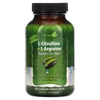 Irwin Naturals, L-цитруллин + L-аргинин, бустер для мужчин, 60 желатиновых капсул
