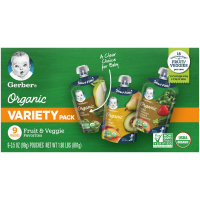 Gerber, Organic, набор с разными вкусами: груша и шпинат; груша, манго и авокадо; яблоко, цуккини, шпинат и клубника, 9 пакетиков, 99 г (3,5 унции) каждый