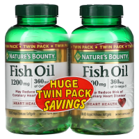 Nature's Bounty, Fish Oil Heart Health, двойная упаковка, 360 мг, 180 капсул с быстрым высвобождением