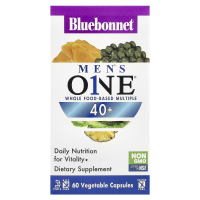 Bluebonnet Nutrition, Men's ONE, мультивитаминная добавка на основе цельных продуктов, для мужчин старше 40 лет, 60 растительных капсул