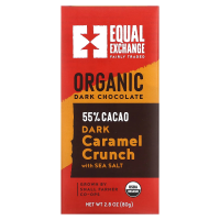 Equal Exchange, Органический продукт, Темный шоколад, Карамельная крошка и морская соль, 2,8 унц.(80 г)