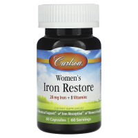 Carlson Labs, Womens Iron Restore, 28 mg Iron + B Vitamins, 60 Capsules