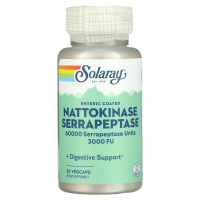 Solaray, Наттокиназа серрапептаза, 30 вегетарианских капсул