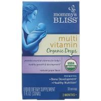 Mommy's Bliss, Мультивитамины, Органические капли, 2 месяца+, Натуральный виноградный вкус, 1 ж. унц.(30 мл)