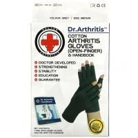 Doctor Arthritis, Хлопковые перчатки и справочник для больных артритом, средний размер, серый, 1 пара