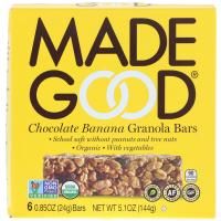 MadeGood, Органический продукт, Батончики с гранолой, Шоколад и банан 6 баточников, 0,85 унц. (24 г) каждый
