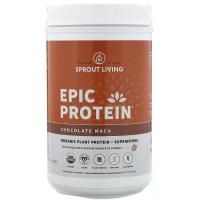 Sprout Living, Epic Protein, органический растительный протеин и суперфуды, шоколад и мака, 910 г (2 фунта)