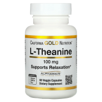 California Gold Nutrition, L-теанин, AlphaWave, способствует расслаблению, успокоению и концентрации, 100 мг, 60 вегетарианских капсул