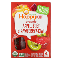 Happy Family Organics, Happy Squeeze, органические суперпродукты, Twist, органические яблоко, свекла, клубника и киви, 4 упаковки, 3,17 унции (90 г) в каждой