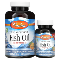 Carlson Labs, The Very Finest Fish Oil, натуральный апельсиновый вкус, 120 + 30 бесплатных мягких капсул