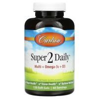 Carlson Labs, Super 2 Daily, Витамины и минералы, Не содержит железа, 120 гелевых капсул