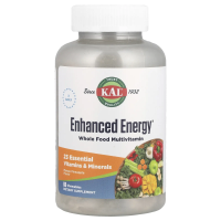 KAL, Enhanced Energy, мультивитамины из цельных продуктов, со вкусом манго и ананаса, 60 жевательных таблеток