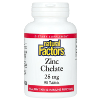 Natural Factors, Хелатный цинк, 25 мг, 90 таблеток