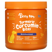 Zesty Paws, Куркума, ломтики с куркумином для собак, поддержка суставов и иммунитета, со вкусом утки, 90 мягких жевательных конфет