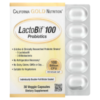 California Gold Nutrition, LactoBif 100 в блистере из двойной фольги, в упаковке 30 капсул