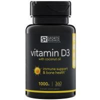 Sports Research, Витамин D3 с кокосовым маслом, 1000 МЕ, 360 мягких таблеток