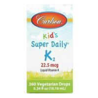 Carlson Labs, Kid's, Super Daily K2, 22,5 мкг, 10,16 мл (0,34 жидкой унции)