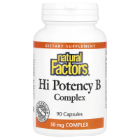 Natural Factors, КВысокоэффективный комплекс витамина B, 90 капсул