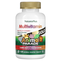 Nature's Plus, Источник жизни, Animal Parade Gold, мультивитаминная жевательная добавка для детей с минералами, ассорти из натуральных вкусов, 120 жевательных таблеток