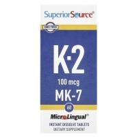 Superior Source, Витамин K2, 100 мкг, 60 микролингвальных быстрорастворимых таблеток