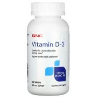 GNC, Vitamin D3, 125 mcg, 5000 МЕ, 180 Tablets