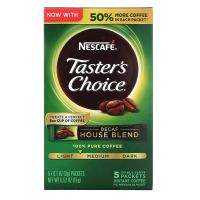 Nescafé, Tasters Choice, Decaf House Blend, кофе без кофеина, средне-слабая обжарка, 5 пакетиков по 3 г (0,1 унции)