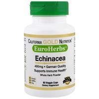California Gold Nutrition, Эхинацея, EuroHerbs, цельный порошок, 400 мг, 60 вегетарианских капсул