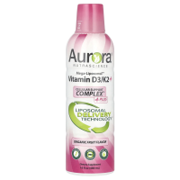 Aurora Nutrascience, Мега липосомальный витамин D3 / К2, органический фруктовый вкус, 9000 МЕ, 480 мл (16 жидк. унций)