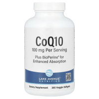 Lake Avenue Nutrition, коэнзим Q10, с BioPerine, 100 мг, 365 вегетарианских капсул