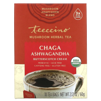 Teeccino, Грибной травяной чай Чага Ашваганда Сливочный крем с ирисками 10 шт