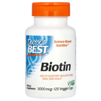 Doctor's Best, Биотин, 5000 мкг,  120 вегетарианских капсул