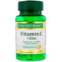 Nature's Bounty, Витамин C плюс цинк, натуральный цитрусовый вкус, 60 быстрорастворимых таблеток