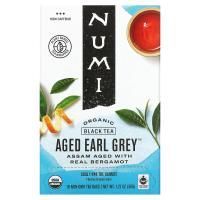 Numi Tea, Органический чай, черный чай, выдержанный Эрл Грей, 18 чайных пакетиков (1,27 унц. (36 г)