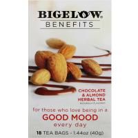 Bigelow, Benefits, Хорошее настроение, травяной чай с шоколадом и миндалем, 18 чайных пакетиков, 1,44 унц. (40 г)