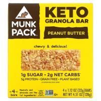 Munk Pack, Keto Granola, батончик с арахисовой пастой, 4 батончика, 32 г (1,12 унции) каждый
