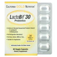 California Gold Nutrition, Пробиотики LactoBif, 30 млрд КОЕ, 60 овощных капсул