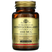 Solgar, Сублингвальный метилкобаламин (Витамин В12), 1000 мкг, 60 капсула