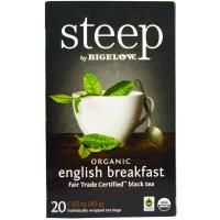 Bigelow, Стип, органический черный чай, английский завтрак, 20 пакетиков, 1,60 унции (45 г)