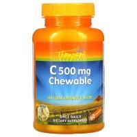 Thompson, Витамин C 500 мг, Оригинальный апельсиновый вкус, 60 жевательных таблеток