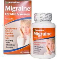 NaturalCare, Средство от мигрени, для мужчин и женщин, 60 капсул