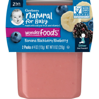 Gerber, Natural for Baby, Wonder Foods, 2nd Foods, банан, ежевика и голубика, 2 пакетика по 113 г (4 унции)