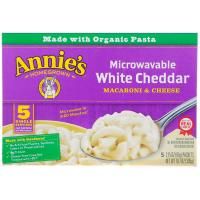 Annie's Homegrown, Organic Microwavable Macaroni & Cheese, White Cheddar , 5 Packets, 2.15 oz (61 g) Each