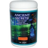 Ancient Secrets, Lotus Brand Inc., Ароматерапия, средство для ванны с минералами мертвого моря, лаванда, 2 фунта (908 г)